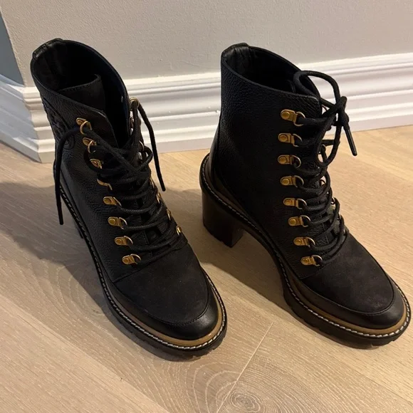 Tory Burch, Black Lace-Up Women's Boots, Size 6.5 - Picture 9 of 9